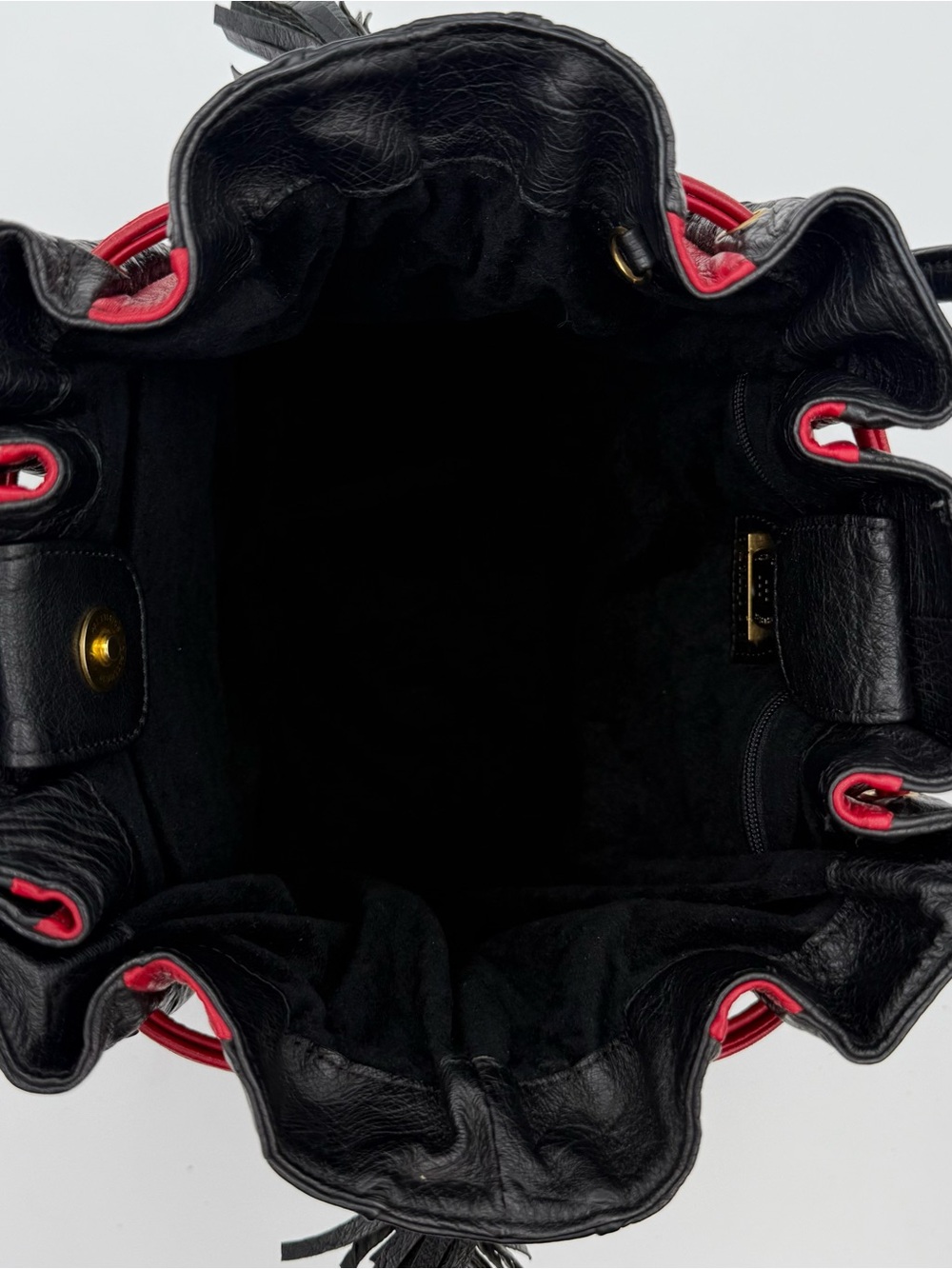 SANPŌ • Black & Red Exotic Genuine OSTRICH Bucket Bag w/ Pouch • Made in JAPAN - Picture 14 of 16